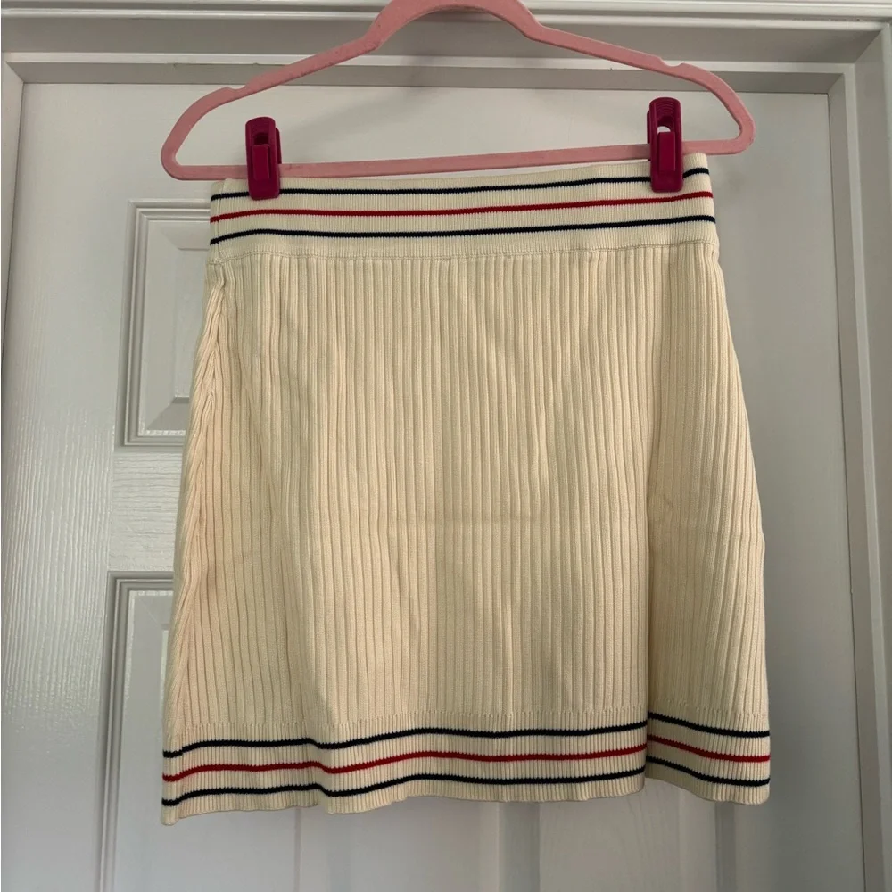 Knit Collar Two Piece Short Sleeve Top and Mini Skirt Matching Set - Picture 9 of 15